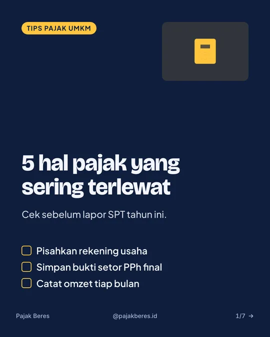 Slide cover tips pajak UMKM dengan ikon